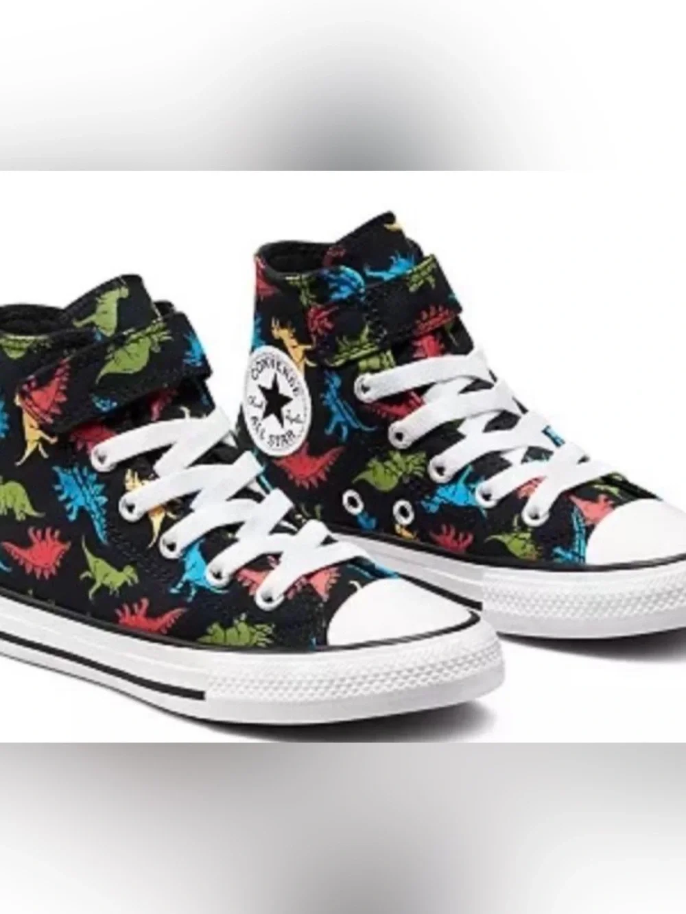 Converse Kids Black High-Top Sneakers with Multicolor Dino Print